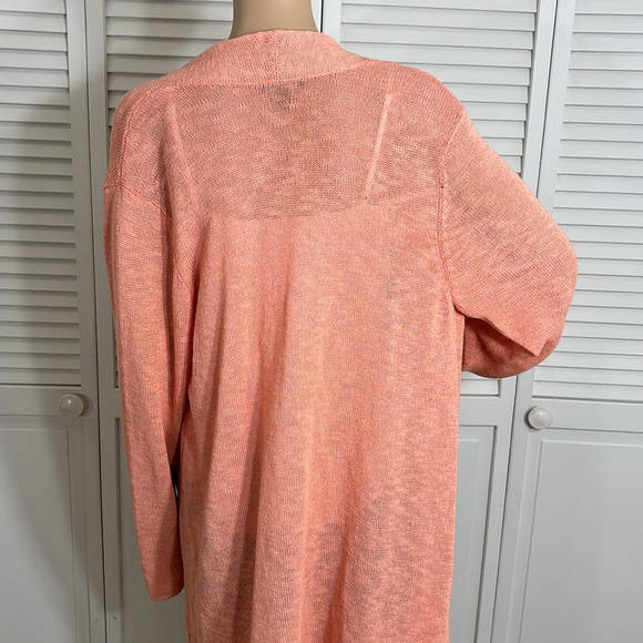 Eileen Fisher Orange Linen Blend Knit Cardigan Large - Picture 9 of 14